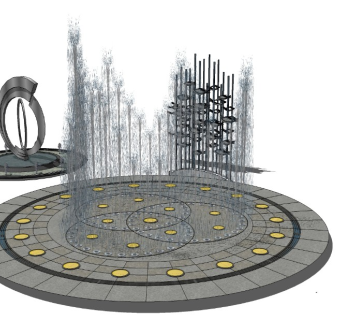 水景喷泉小品sketchup模型下载